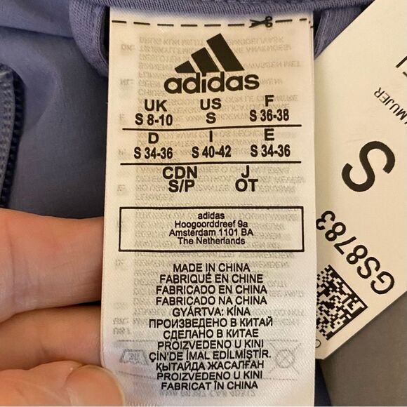 Adidas NWT Cropped Purple Track Jacket SZ Sm Orbit Violet Full Zip Lightweight - Picture 8 of 8
